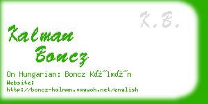 kalman boncz business card